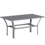 Outsunny Măsuță laterală din metal masă de balcon cu design cu lamele rezistentă la intemperii masă de cafea pentru grădină 91,5 x 55 x 45 cm Gri &icirc;nch