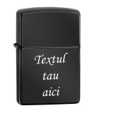 Bricheta Zippo Neagra Personalizata cu Text Gravat - Cadou Unic Barbati/Femei, Colectie, Originala, Durabila, Rezistenta la Vant