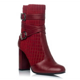 Botine piele naturala Madalina Rosu Combinat - sau Orice Culoare, 34 - 40, Burgundy