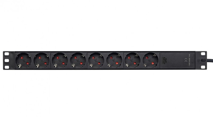 Prelungitor rack PDU 19 8 prize schuko 45 grade 3 metri H05VV-F 3G1.5 230V 3500W IP20