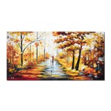 Tablou pictat manual living, dormitor, Impreuna pe aleea vietii, stilizat, 120x60cm ulei pe panza in cutit efect 3D, gata de agatat pe perete