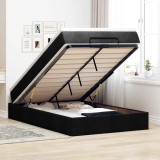 Cadru Pat Otoman vidaXL Negru 120x200cm cu Saltea Arcuri Impachetate + Topper Spuma