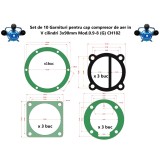 Set de 10 Garnituri pentru cap compresor de aer in V cilindri 3x90mm Mod.0.9-8 (G) CH182