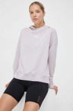 New Balance bluza femei, culoarea roz, cu glugă, cu imprimeu