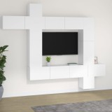 VidaXL Set comodă TV, 9 piese, alb, lemn prelucrat