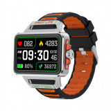 Cumpara ieftin Smartwatch iSEN S666, Silver Black Orange, 1.57 TFT HD, iOS Android, NFC, Alerta apel Bluetooth, Jocuri, Monitorizare sanatate, 240mAh