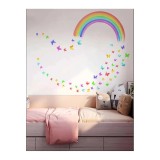Cumpara ieftin Sticker Perete Autocolant Curcubeu cu Fluturasi 90x90cm