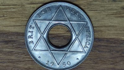 R10 Africa de Vest Britanica - moneda bijuterie coloniala- 1/10 penny 1950 KN - UNC foto