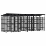 Cumpara ieftin Padoc pentru caini de exterior cu acoperis, 11,06 m&sup2;, otel