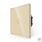 Intrerupator touch simplu cap scara/cruce din sticla Luxion, auriu