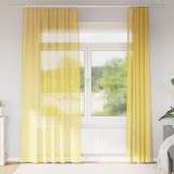 vidaXL Perdele Voile cu buzunare pentru bare 2 buc Galben 4102228