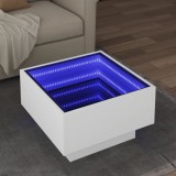 VidaXL Măsuță de cafea cu LED, alb, 50x50x30 cm, lemn prelucrat