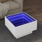 Gossi masuta de cafea cu led, alb, 50x50x30 cm, lemn prelucrat