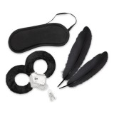 Catuse cu blanita - Crushious Visul Indragostitilor Set Bondage pentru Incepatori Negru Include Catuse Pene Tachinare si Masca