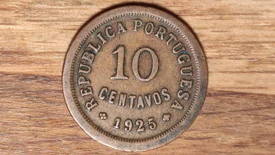Portugalia - moneda de colectie bronz raruta - 10 centavos 1925 - superba ! foto
