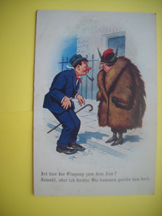 HOPCT 509 P AICI ESTE INTRAREA LA ...ZOO..? -AIUSTRIA -CARICATURA VECHE-EUROPA --NECIRCULATA