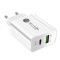 Incarcator Rapid PD QC3.0, Flippy, 2 Porturi, USB + Type C, 20W, Incarcare Rapida, Protectie Supraincalzire, 9.5 x 5.3 x 5.8 cm, Alb