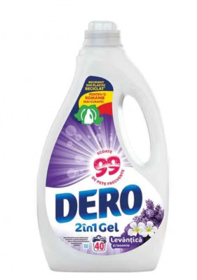 Detergent de rufe lichid Dero 2in1 Lavanda si Iasomie, 2 l, parfum imbietor, 40 spalari foto