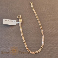 Bratara placata cu aur 18K, model clasic 3-cu-1 cu zale mici plate - 20 21 cm