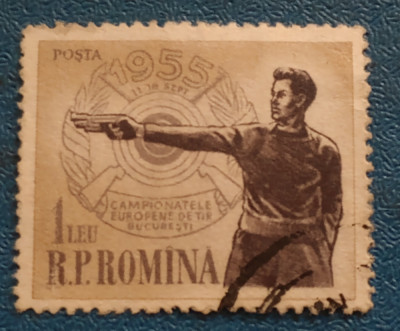 Romania 1955 Lp 393 campionatele europene de tir stampilat foto