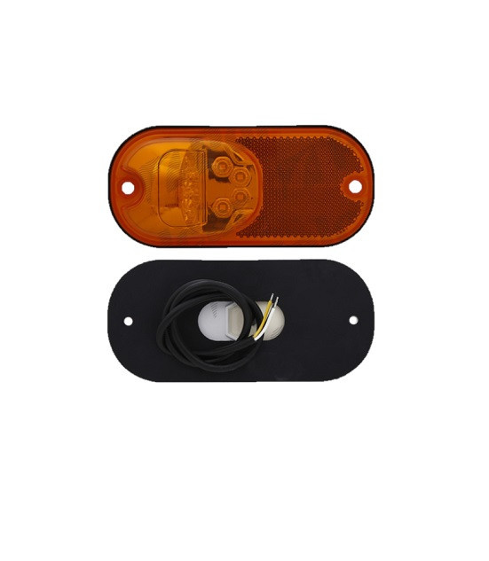 Lampa gabarit RapidAuto 99LO046E, 12/24V; cu indicator led; cu element reflectorizant; cu lumina de parcare LED; oval; LED; galben; Latime: 159 mm; I