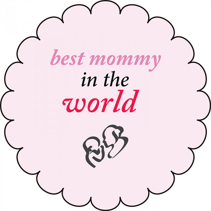 Sticker decorativ, Best mommy in the world, Roz, 60 cm, 7417ST-7