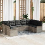 VidaXL Set de canapele pentru grădină 9 pcs Gri deschis Rattan poli 3345522