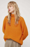 Cumpara ieftin Bruuns Bazaar pulover de lana femei, culoarea portocaliu, călduros, cu turtleneck