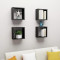 Rafturi de perete cub, 4 buc., negru, 30x15x30 cm GartenMobel Dekor