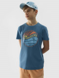 Tricou regular cu imprimeu pentru băieți - denim, 4F Sportswear