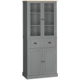 HOMCOM Dulap Cămară cu 5 Niveluri și Sertar Central, din MDF și PAL, 76x40x182,5cm, Gri | Aosom Romania