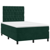 Cumpara ieftin Pat box spring cu saltea, verde inchis, 120x190 cm, catifea