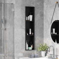 vidaXL Nisă de Duș Negru 90 x 20 x 9.5 cm Oţel inoxidabil