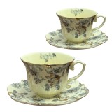 Serviciu Portelan Vintage 2 Cesti si farfurii, GOLDEN LEAF