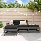 Set mobilier grădină cu perne, 4 piese, gri, lemn masiv