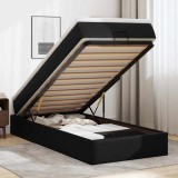 vidaXL Cadru de pat otoman cu saltea neagră 90x190cm piele artificială