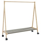 Suport pentru haine cu rafturi si roti 106x34x106,5 cm bambus