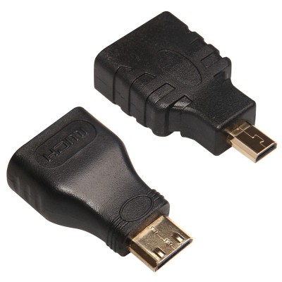 Pachet Adaptor mini HDMI tata la HDMI mama + micro HDMI tata - HDMI mama, aurite foto