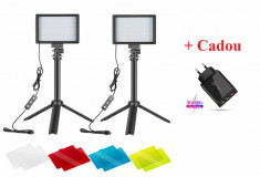 Lumina 2x mini panouri portabile foto video + accesorii Neewer foto