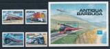 Antigua Barbuda 1986 - Cai ferate, trenuri, serie si colita neuzata