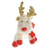 Ren decorativ de Craciun din plus cu esarfa rosie
