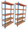 Raft dublu PROFESIONAL Premium 2000x2400x600 mm (HxLxl) lacuit albastru/portocaliu 5 polite MDF, 5000 kg, 7 ani garantie, PLUS