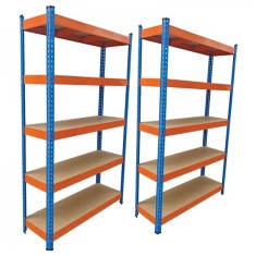 Raft dublu PROFESIONAL Premium 2000x2000x400 mm (HxLxl) lacuit albastru/portocaliu 5 polite MDF, 5000 kg, 7 ani garantie, PLUS