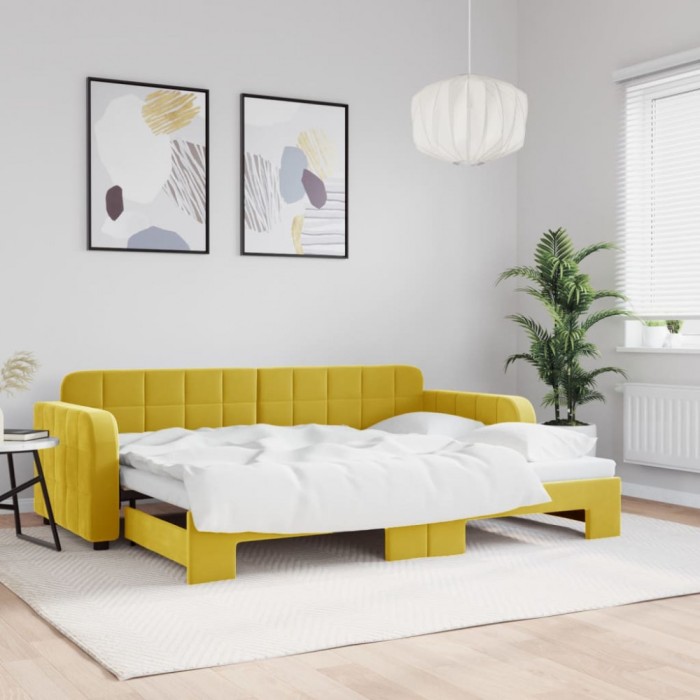 vidaXL Pat de zi cu extensie, galben, 80x200 cm, catifea 3196927