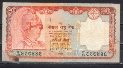 B11 5 - Bancnota foarte veche - Nepal - 20 rupii foto