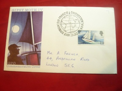 Plic FDC Navigatorul solitar Francis Chichester pe Iahtul Gipsy Moth IV 1987 Ang foto