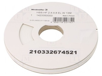 Manşon termocontractabil 4,8mm 13m alb fără adeziv foto