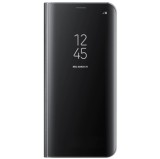 Husa Samsung Galaxy S8 Clear View Standing Neagra: Protectie Soc, Praf, Zgarieturi, Carcasa Policarbonat