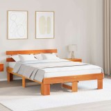 Cumpara ieftin Cadru de pat cu headboard Maro 150 x 200 cm Lemn masiv de pin