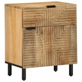 Noptiera vidaXL maro 50x33x60cm, lemn masiv mango, design modern, spatiu depozitare, masuta laterala, picioare lemn